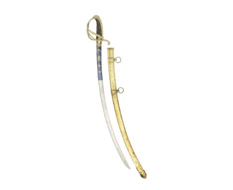 A French Napoleonic Light Cavalry Officer's SabreEarly 19th CenturyWith curved fullered blade double-edged towards the point,