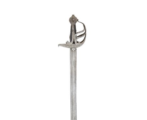 An English 'Mortuary' Hilted BackswordMid-17th CenturyWith broad blade double-edged towards the point and cut with a shallow 