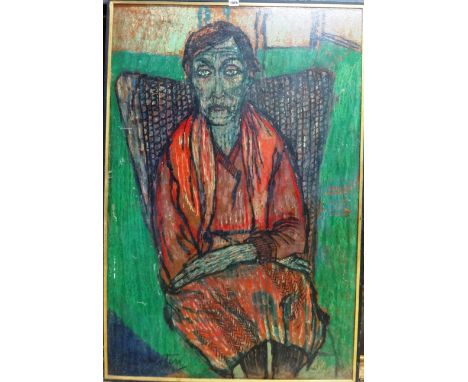 Muriel Pemberton (1909-1993), Portrait of an old woman, oil on board, signed, 121cm x 80.5cm. DDS
