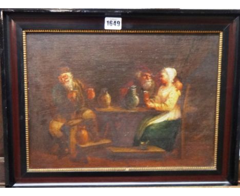 Dutch School (19th century), Peasants in a tavern interior, oil on panel, 27cm x 37.5cm.