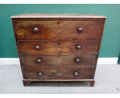 A George III mahogany secretaire chest, the fitted drawer over three long drawers, on bracket feet, 104cm wide