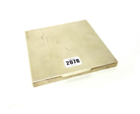 An Italian square hinge lidded table cigar box, with two compartments within, the exterior engine turned, detailed 800, size 