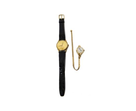 A gentleman's 9ct gold, circular cased Omega wristwatch, with a signed, jewelled lever movement, detailed Omega Swiss 1289857