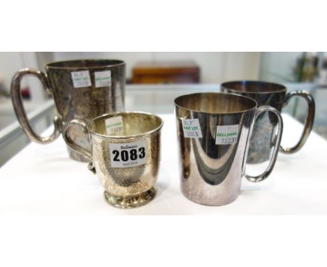 A Victorian silver christening mug, with engine turned decoration and on a circular foot, with retailers mark C.F.HANCOCK 39 