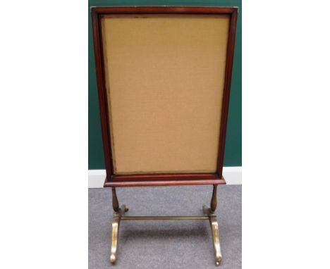 A 19th century brass bound mahogany campaign style rood/dressing screen, the rectangular central panel with three way extenda