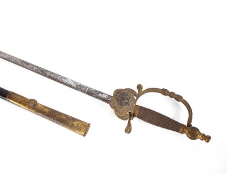 A 19th Century dress sword, by Webb&nbsp;&amp;&nbsp;Bonella Old Bond Street, having brass guard wire work bound grip in leath