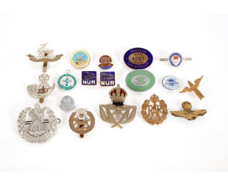 Eight period army cap badges,&nbsp;to include Royal Warwickshire Regiment, Cameron Highlanders, Kings Scottish Light Infantry