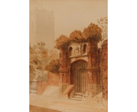 Edward Charles Pocock, study of Wolsey's' Gate Ipswich, signed watercolour, 35cm x 25cm&nbsp;
