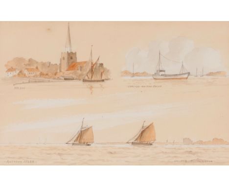 Anthony Osler born 1938, Essex coastal sketch book depicting the Maldon Coaster on the Colne and on the Blackwater, three stu