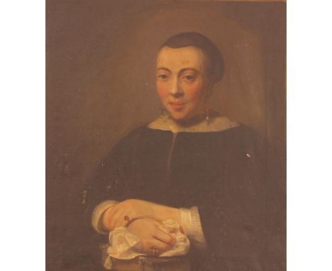 19th Century school, portrait study of a lady in Elizabethan dress unsigned oil on canvas, 69cm x 60cm 