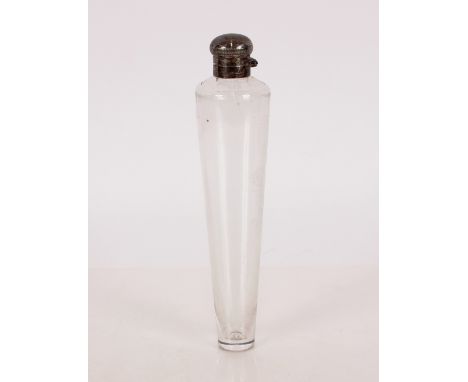 A glass and silver plate mounted hunting flask, of tapering form, 24cm long
