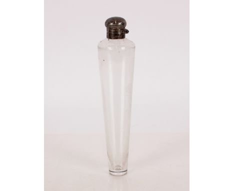 A glass and silver plate mounted hunting flask, of tapering form, 24cm long