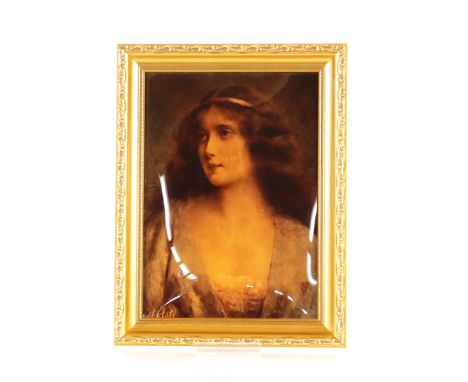 A Christoleum head and shoulders portrait study of a young lady, inscribed "A Asti" 25.5cm x 18cm 