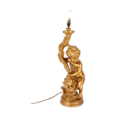 A decorative gilt cherub lamp,&nbsp;69cm high&nbsp;