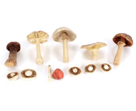 An interesting collection of variously sized ceramic mushroom&nbsp;ornaments