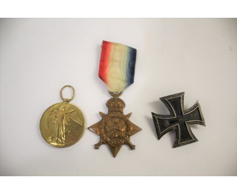 WW1 MEDALS &amp; GERMAN IRON CROSS - SOMERSET LIGHT INFANTRY a 1914 Star and Victory Medal, awarded to Private W Perry, 1 Som