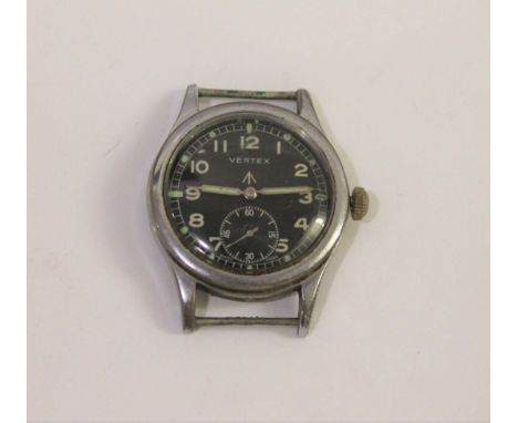 VERTEX MILITARY WRISTWATCH a circa 1940's Vertex W.W.W (Watch, Wrist, Waterproof) military wristwatch, hand wound with a blac