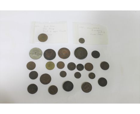 AN 1813 THREEPENCE BIRMINGHAM POORHOUSE TOKEN, A THEATRE ROYAL GALLERY TOKEN AND OTHER ITEMS. An 1813 Birmingham Poorhouse Th