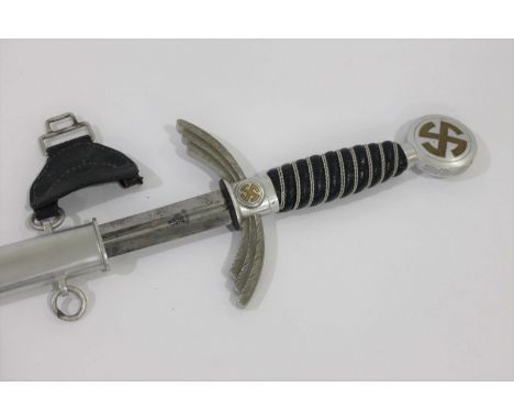 WW2 GERMAN LUFTWAFFE OFFICERS SWORD a 1934 pattern Officers sword with aluminium pommel and cross guard, the leather grip wit