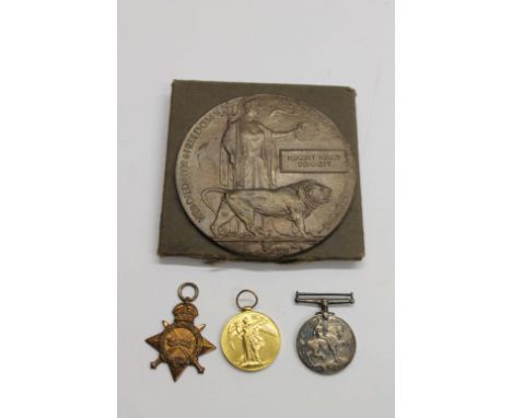 A 21st LONDON REGIMENT TRIO &amp; PLAQUE, etc. A 1914/15 Star, British War &amp; Victory medals named to 2054 Pte H Dommett 2