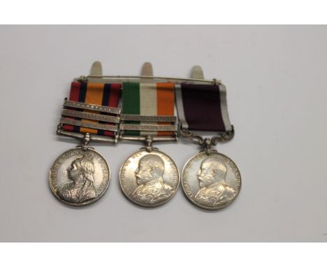 A BOER WAR PAIR &amp; LSGC GROUP OF THREE MEDALS TO THE RGA. A Queens South Africa medal with bars Natal- Orange Free State- 