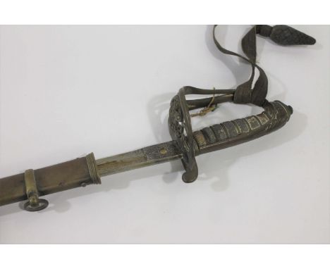 VICTORIAN INFANTRY OFFICERS SWORD - LANDON &amp; MORLAND a 1845 pattern infantry sword with a brass folding hand guard and po