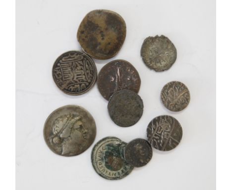 A DENARIUS OF TRAJAN etc With Imp Caes Nerva Triano Avg Germ, obverse legend. Vesta seated with Pont Max T R Pot Cos 11, reve