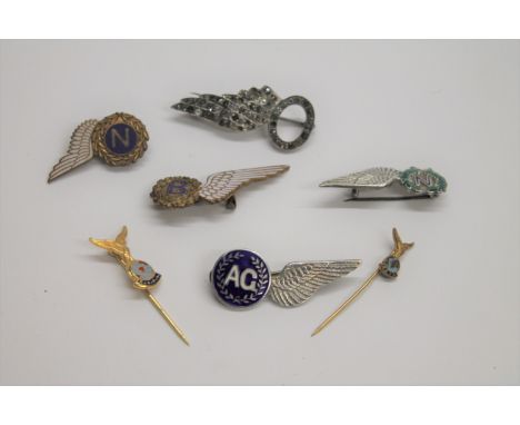 SWEETHEART BREVET'S ETC. 1. An early Observers pattern brevet, marked 925 with marcasite decoration (some missing). 2. A ster