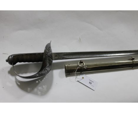AN OFFICERS SWORD. An Edward V11 officers sword and scabbard, by Hobson &amp; Son of Lexington Street, London. The blade of 3