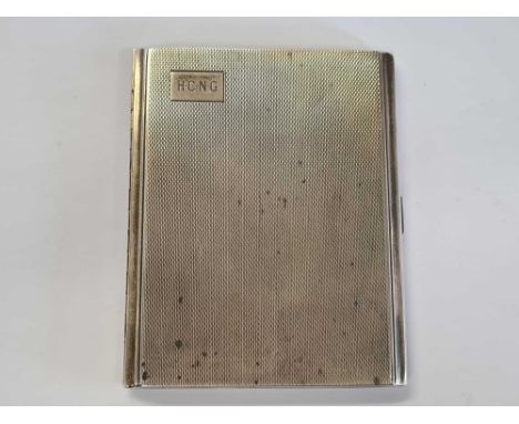 SILVER ENGINE TURNED GILT INTERIOR CIGARETTE CASE BY ADIE &amp; BROS, B'HAM 1946
