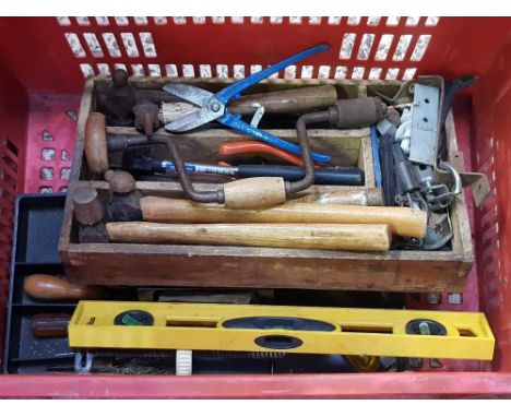 RED CARTON OF MISC HAND TOOLS