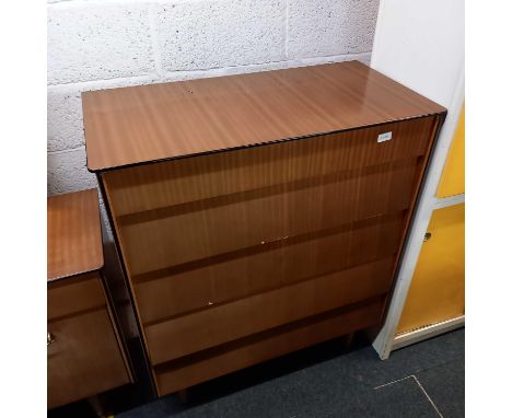 AVALON YATTON TEAK VENEERED BEDROOM SUIT WITH DOUBLE WARDROBE, DRESSING TABLE, CHEST OF DRAWERS &amp; BEDSIDE CABINET