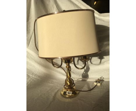 MODERN BRASS EFFECT TWIN BULB TABLE LAMP &amp; SHADE