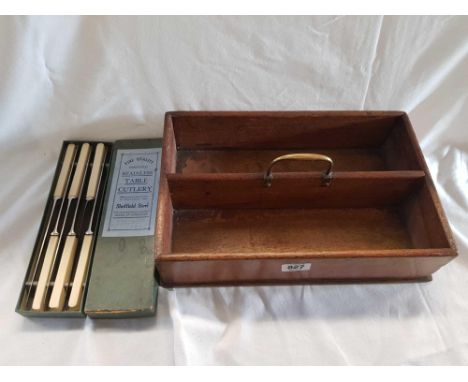 EDWARDIAN CUTLERY TRAY &amp; SET OF KNIVES