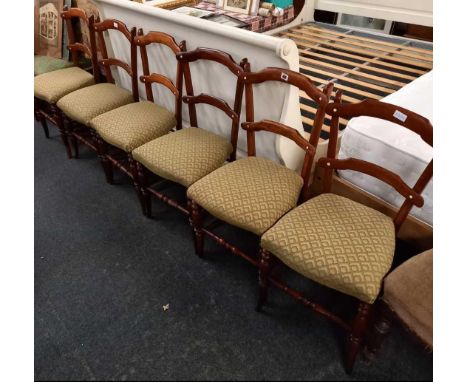 SET OF 6 LADDER BACK &amp; UPHOLSTERED MATCHING DINING CHAIRS