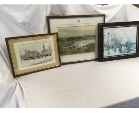 F/G COLOURED PRINT OF OBAN HARBOUR, PRINT OF THE GREAT EASTERN STEAM SHIP ETC