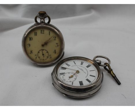 A continental silver open faced pocket watch, the enamel dial with Roman numerals and a seconds subsidiary dial inscribed Sui