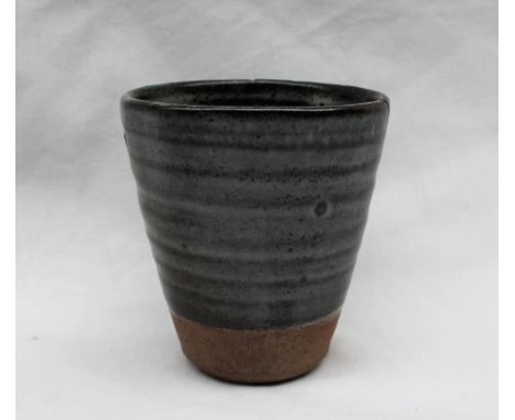 A David Leach studio pottery beaker, with brown and grey glaze, impressed mark, 9.5cm high  CONDITION REPORT: Provenance - Fr