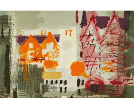 John Egerton Christmas Piper CH (1903-1992)  "Northern Cathedral" (1960)  Screen printed cotton for Arthur Sanderson & Sons L