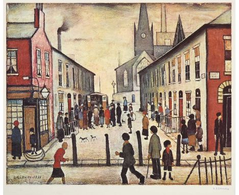 After Laurence Stephen Lowry RBA, RA (1887-1976)“The Fever Van”Signed, with the blindstamp for the Fine Art Trade Guild, a co