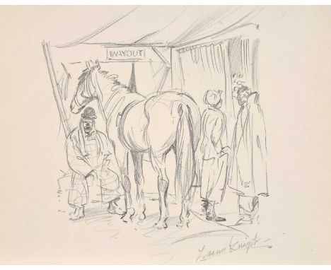 Dame Laura Knight RA, RWS, RE, RWA, PSWA, DBE (1877-1970)Behind the scenes at the circusSigned, pencil, 19.5cm by 24cm (unfra