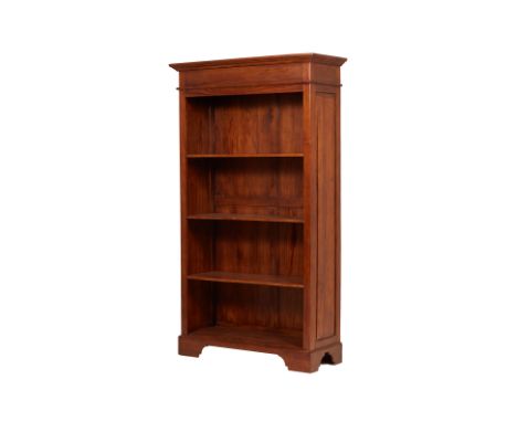 AN OPEN SHELVED BOOKCASE (2 OF 2)
With four shelves, panelled sides and stood on bracket feet
190cm x 109cm x 40cm
Condition: