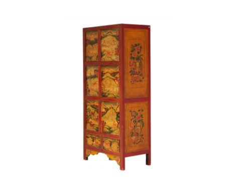 A CHINESE PAINTED CABINET
A Chinese painted cabinet decorated with mountainous scenery, tigers, deers and fruit and other wil