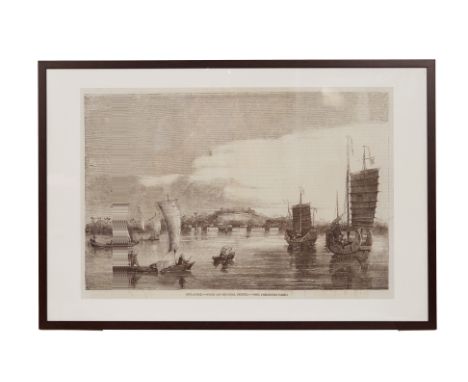 A FRAMED SINGAPORE HARBOUR POSTER
Singapore from an original sketch print
51cm x 75cm; with frame 65cm x 94cm
Condition: Mino