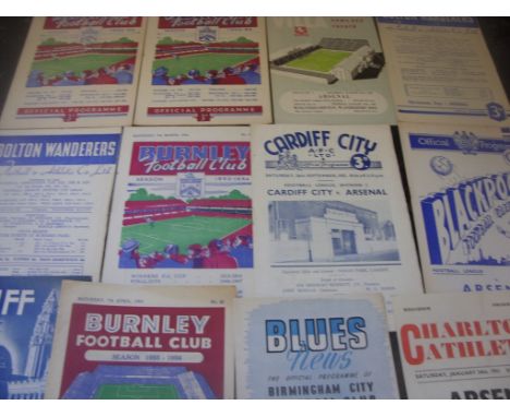 Arsenal Early 1950s Away Football Programmes: Includes 52/53 Burnley League and Cup, Aston Villa, Bolton and Charlton Pirate,