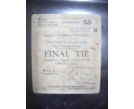 1926 FA Cup Final Football Ticket: Bolton Wanderers v Manchester City in good condition with some foxing (age related marks).