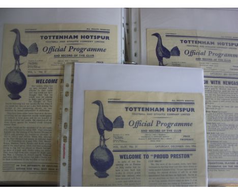 Tottenham 1950s Home Football Programmes: Mainly late 50s including Reserves and LCC. Folder contains 41 programmes in good c
