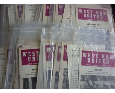 West Ham 66/67 Helliar Set Of Football Programmes: Set of 56 programmes only lacking No 9 Arsenal Reserves and No 21 Swindon 