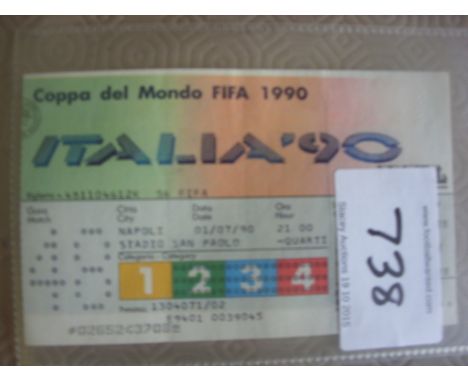 1990 World Cup Ticket England v Cameroon: Mint condition unused ticket dated 1/7/90.