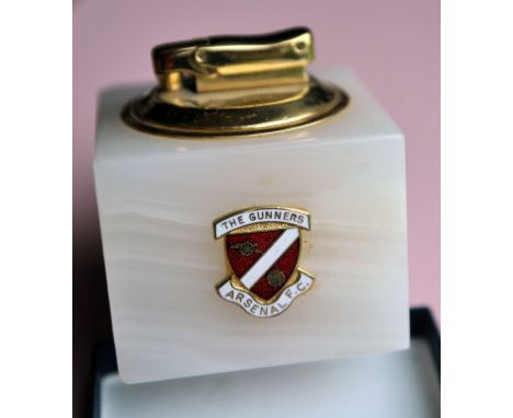 Arsenal 70/71 Football Table Lighter: Typical of the era this heavy marble table lighter has an Arsenal badge to one side and